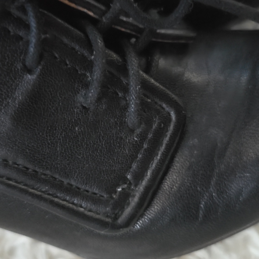 Frye Ava Oxford Heels Lace-up Leather Booties Boot Black Size 10 - Picture 8 of 11